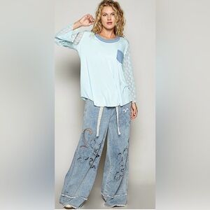 POL Scoop neck, 3/4 length sleeve, relaxed fit top. Size: Various